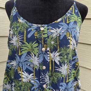ACE FASHION halter top women's size L, palm trees
